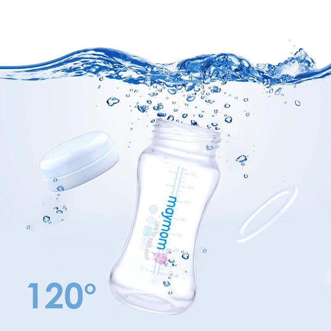 Maymom Wide-Mouth Milk Storage Collection Bottle with Travel Cap and Sealing Ring ; Replacement to Spectra S1 S2 Avent Natural Avent Classic Bottles, Motif Luna, Twist Bottles, Ameda MYA Bottle; 4pc