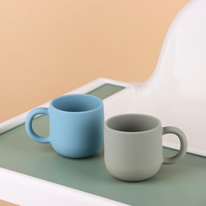 Pack of 2 Silicone Drinking Mug Cup for Toddler Kids and Children (Color 2)