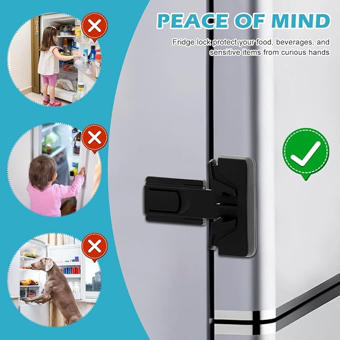 Fridge Lock, 2PCS Freezer Lock, Refrigerator Locks for Kids, Child-Proof Child Safety Lock for Oven Fridge Door Latch