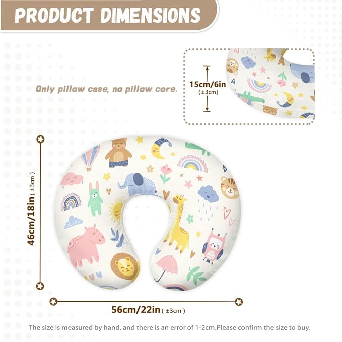 Cute Nursing Pillow & Baby Lounger Cover Set for Newborn Baby, Soft Polyester Slipcover for Breastfeeding and Bottle Feeding, Fits Standard Infant Nursing Pillows and Loungers, Elephant