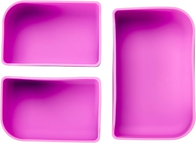 LunchBots Build -a- Bento Lunch Box, Silicone Bento Box for Kids, Multi-Compartment Lunch Container, Oven & Dishwasher Safe, BPA Free, 28 oz - Pink