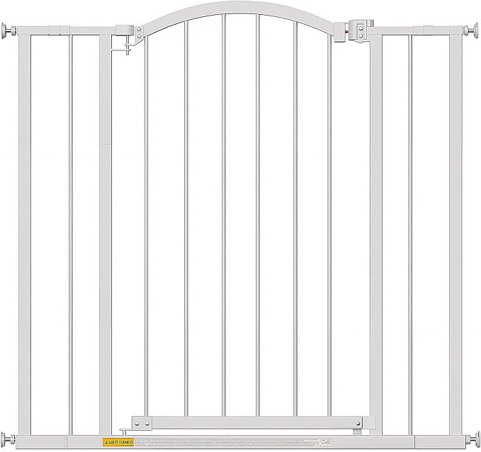 BestPet 36”Tall Arched Décor Walk-Through Dog Gate for Stairs & Doorways, Fits 28.5”-39.7” Wide Openings,Metal Pet Gate for Indoor Use,Adjustable Safety Gates for Pets,White