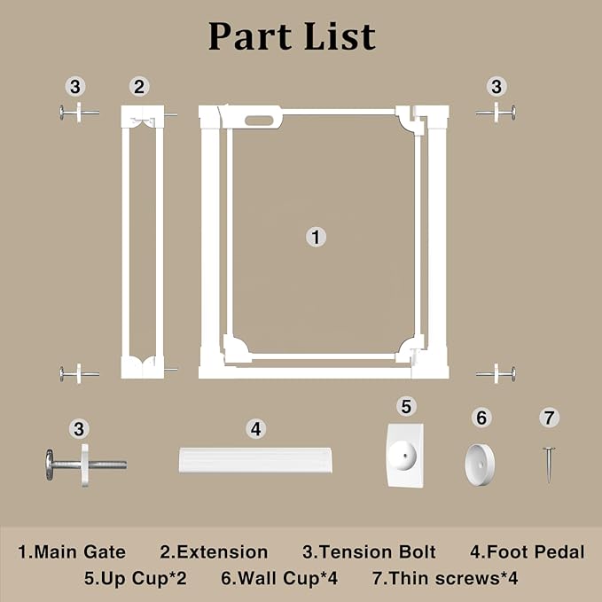 WAOWAO Clear Baby Gate for Stairs Modern Design Acrylic Auto Close Pet Gate, 29.52-37.79" Wide Safety Baby Gate for Doorways,White Clear Dog Gates Indoor, Hallways,Kitchen