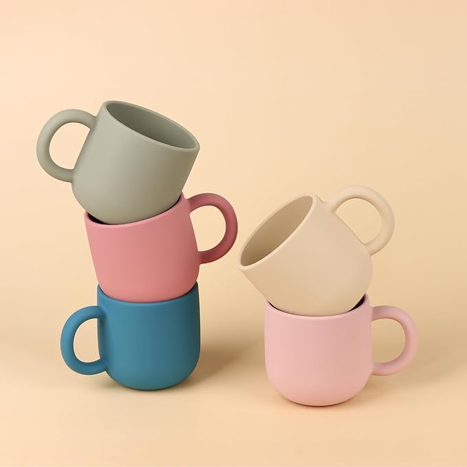 Pack of 2 Silicone Drinking Mug Cup for Toddler Kids and Children (Color 2)