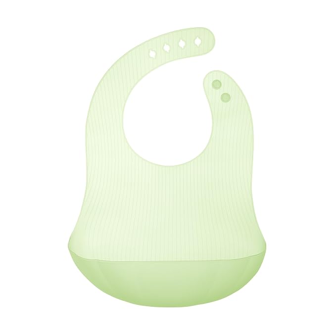 Olababy Training Spoon Set (Coral/Lilac) + Fold N Go Silicone Baby Bib w Travel Case (Kiwi)
