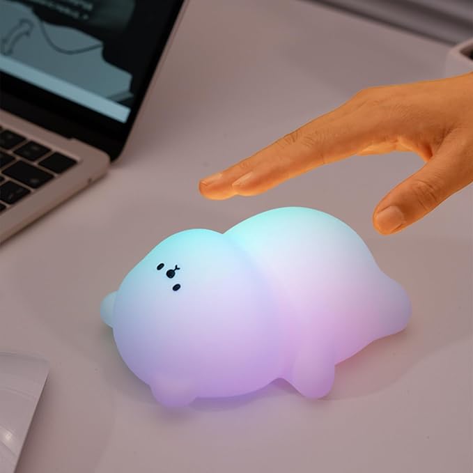 Cute Lying Bear Night Light, LED Magic Colors Squishy Night Lamp, Dimmable Nursery Nightlight for Kids, Rechargeable Touch Lamp, Dorm Decor, Kids Funny Gifts (Lying Bear)
