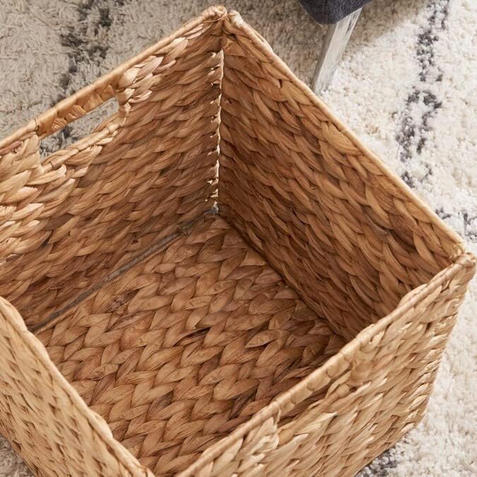 M4DECOR 10.5 x 10.5 Storage Cubes ??Water Hyacinth Wicker Baskets for Organizing, Wicker Storage Cubes, Storage Baskets for Shelves (4 Packs 10.5in)