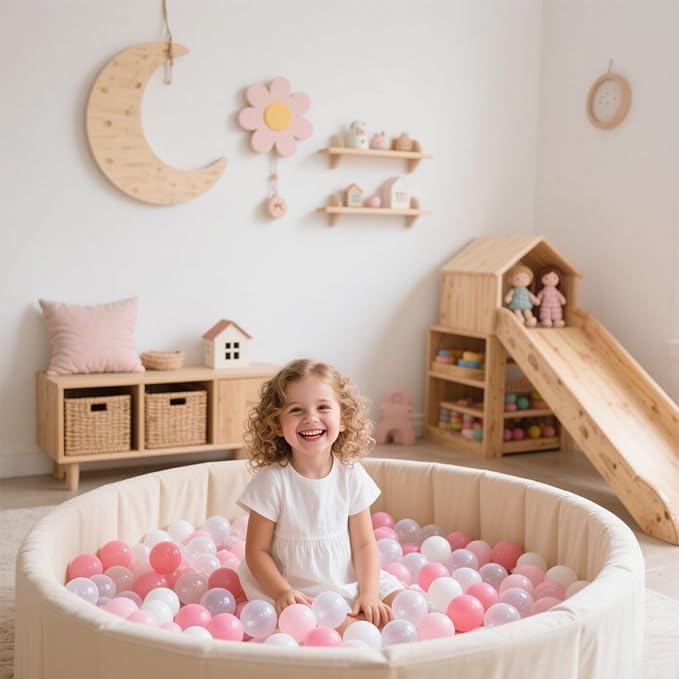 GOGOSO Ball Pit Balls for Toddler, Baby Plastic Playballs Kids Soft Pastel Pelotas Non-Toxic BPA-Free 2pink+White+Clear 500 Balls