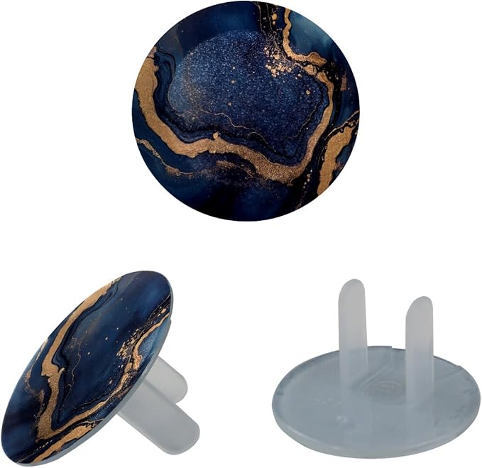 12 Packs Child Proof Outlet Covers, Colorful Marble Texture Electrical Safety Socket Covers, Socket Protection Caps for 2-Prong Power Wall Plates, Easy Install