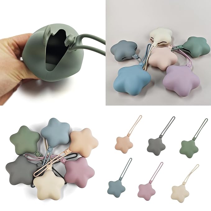 Star Shaped Pacifier Holder Case Silicone Keep Pacifiers Portable & Lightweight for Newborns Baby Boys and Girls