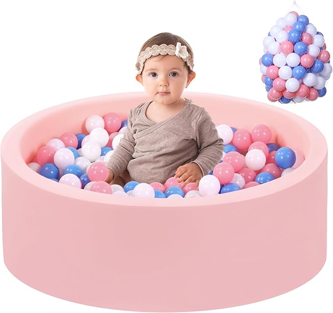 Wilwolfer Foam Ball Pit for Toddlers with 100 Balls, Large Baby Ball Pit for Babies with Soft Memory Sponge, Indoor Outdoor Baby Playpen, Kids Play Ball Pool