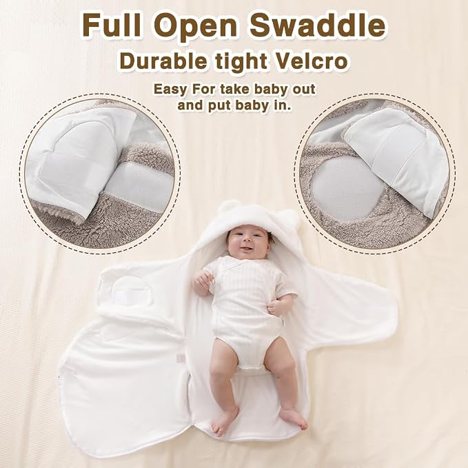 AiWMGL Baby Swaddle Boys Girls 3-6 Months Fleece Winter Warm Adjustable Newborn Swaddling Wrap Soft Blanket Sleeping Sacks Infant