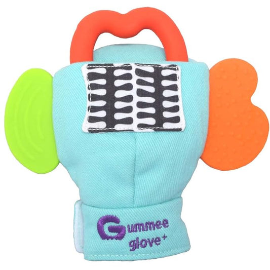 Gummee Baby Teething Mitten Glove Plus – Teether for Babies 6 Months+, Self-Soothing Chew Toy for Stronger Chewers, Wrist Teether with Detachable Silicone Heart, BPA Free