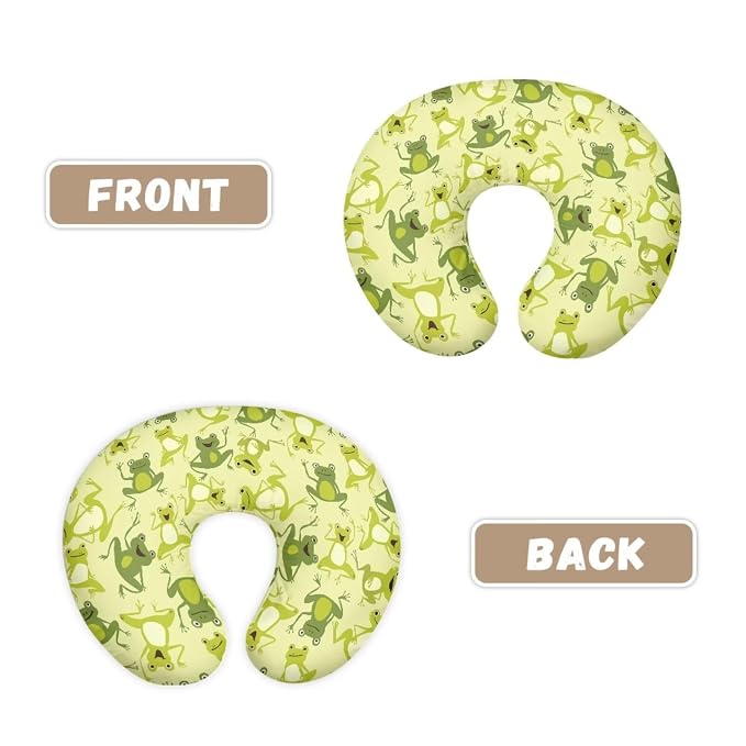 Jeiento Cute Frog Pattern Nursing Pillow Covers Green Frog Nursing Pillow Slipcovers Elastic Soft Breastfeeding Pillow Slipcover Baby Sitting Support,Pillow Cover Only