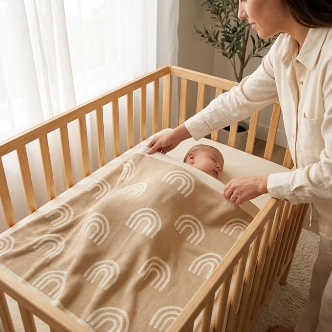 The Rainbow Blanket - 100% Organic Cotton Baby Blanket, American Made, 30x40in - Bassinet, Crib, Stroller - Gift Registry Baby Shower for Newborns and Kids