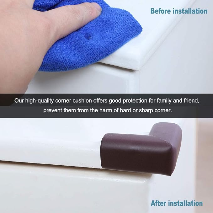 uxcell Furniture Corner Cushions, Foam Table Desk Cabinet Edge Cover Eoney Corner Guards Protectors Bumper, Dark Brown