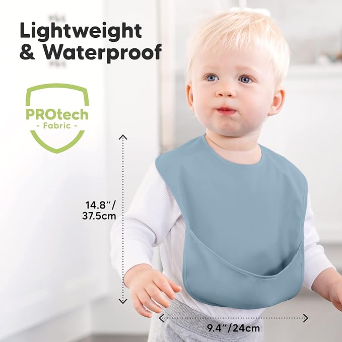 KeaBabies 3-Pack Waterproof Baby Bibs for Eating - Baby Silicone Bibs - Lightweight Baby Bib with Food Catcher - Waterproof, Easy Wipe Silicone Bib for Babies, Toddlers - Mess Proof Toddler Bibs