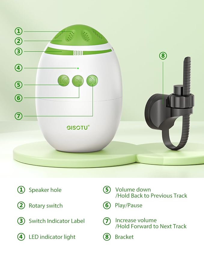 Baby Stroller Rocker with Adjustable Rocking Speed and 11 Soothing White Noise, Hands-Free Rechargeable Sleep Soother Rocker, Portable Accessories for Strollers & Prams, Essential Baby Gear (Green)