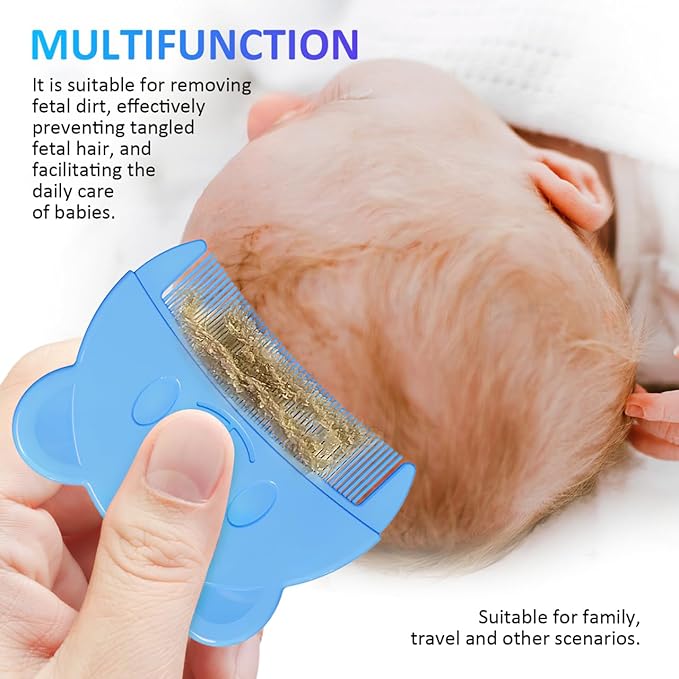 PartyKindom 2pcs Fine Tooth Combs: Cute Baby Hair Combs Plastic Bear Shape for Newborn Baby Cradle Cap Dandruff - Easy to Hold