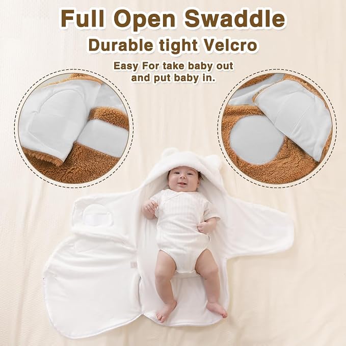 AiWMGL Baby Winter Fleece Swaddle Blanket 0-3 Months Boys Girls Warm Adjustable Newborn Swaddling Wrap Soft Plush Sleeping Sacks