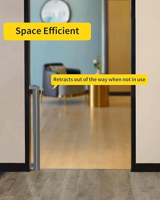 Retractable Baby Gate,Mesh Baby Gate or Mesh Dog Gate,33" Tall,Extends up to 71" Wide,Child Safety Gate for Doorways,Stairs,Hallways,Indoor/Outdoor(Grey,33"x71")