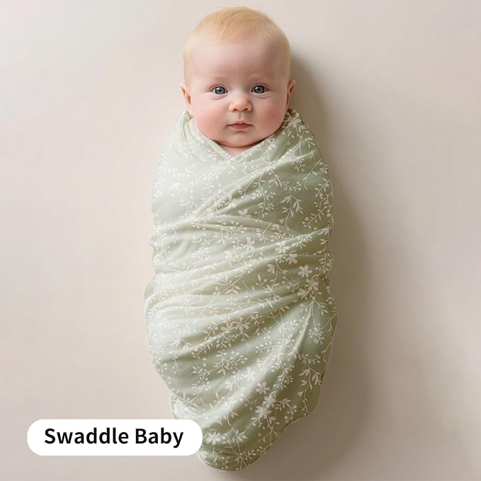 Muslin Swaddle Blankets for Newborns,2 Pack Baby Boys Girls Receiving Blankets Large 43X47 Inches Muslin Burp Cloths,Breathable Soft Swaddle Wrap Baby Essentials(Flower)