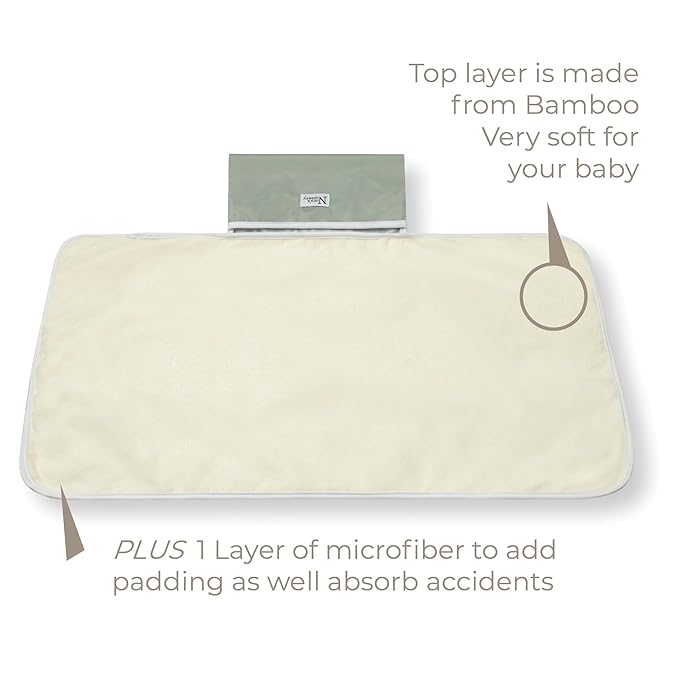Nora?™s Nursery Portable Baby Diaper Changing Pad - Waterproof Foldable Changing Mat for On-The-Go Diaper Changes - Travel Friendly, Easy Clean, Soft & Durable for Infants and Toddlers - Stone