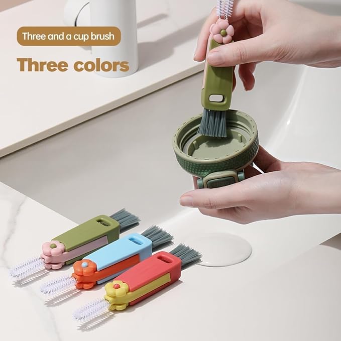 3 in 1 Cup Lid Cleaning Brush,Crevice Cleaning Brush Set for Baby Bottle Gap Tight Spaces Cup,3 in 1 Bottle Cleaning Brush Set Multifunctional Cleaning Brush Portable Cup Lid Cleaner(3 PCS)