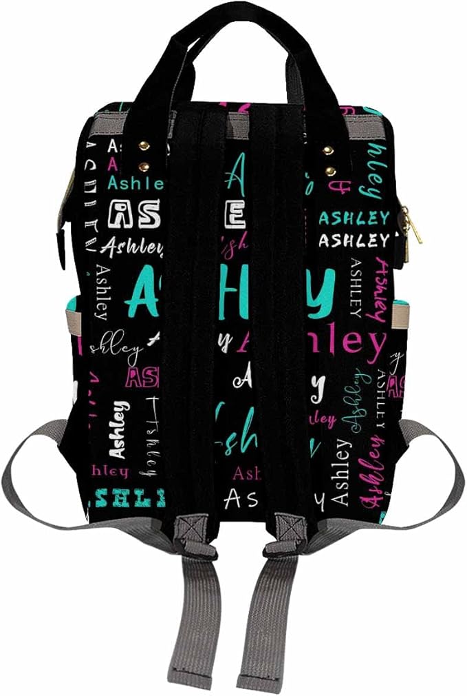 Artsadd Custom Monogram Diaper Back Pack with Thermal Pockets, Blue And Pink Travel Backpack Customized Baby Bags with Name Gift for Women Family Friend