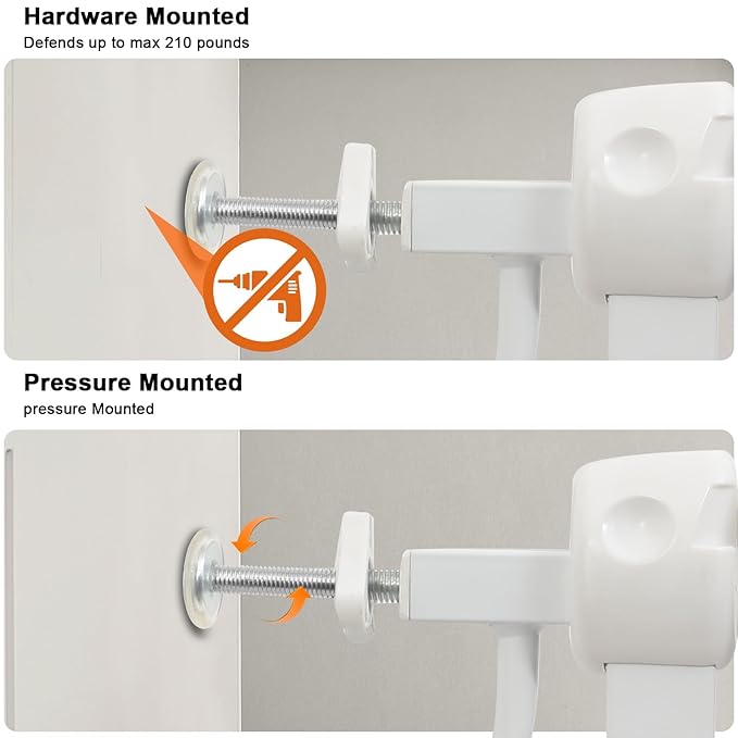 Extra Wide Baby Gate Extra Tall Dog Gate for Stairs Doorways White Metal Tension Child Pet Safety Gates with Pressure Mount 43.5-48 Inch