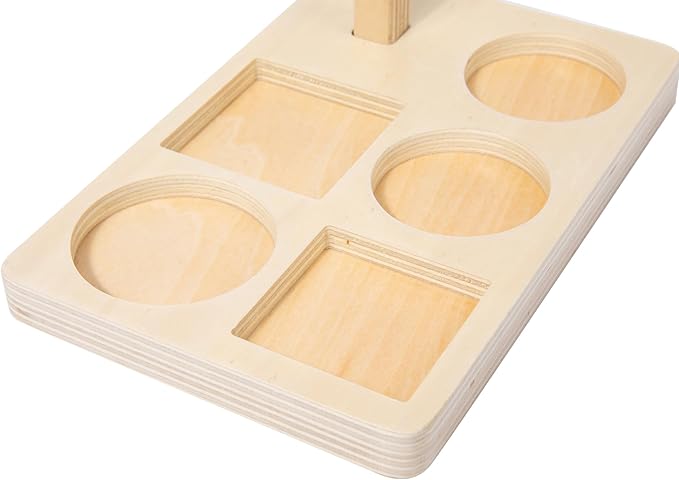 Adena Montessori Wooden Stacking and Sorting Ring,Wooden Rings on Peg,Colorful 5 Shapes on Curved Peg Horizontal Dowel Variation,Fine Motor Skills Development Toys for 1 2 3 Years Old Toddlers