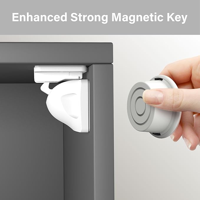 Magnetic Cabinet Locks Key, Extra Magnet(2 Pack), Universal Replacement Keys for Baby Safety Magnetic Drawer Locks or Latch, 2 Key Holders Included