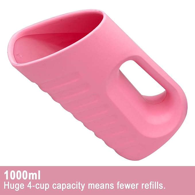 Babylush Baby Bath Rinse Cup & Rinser – 1000ml Soft EVA, 0.3lb Lightweight, BPA-Free Bath Water Pourer, Baby Bath Pitcher, Shower Cup for Kids(Pink)