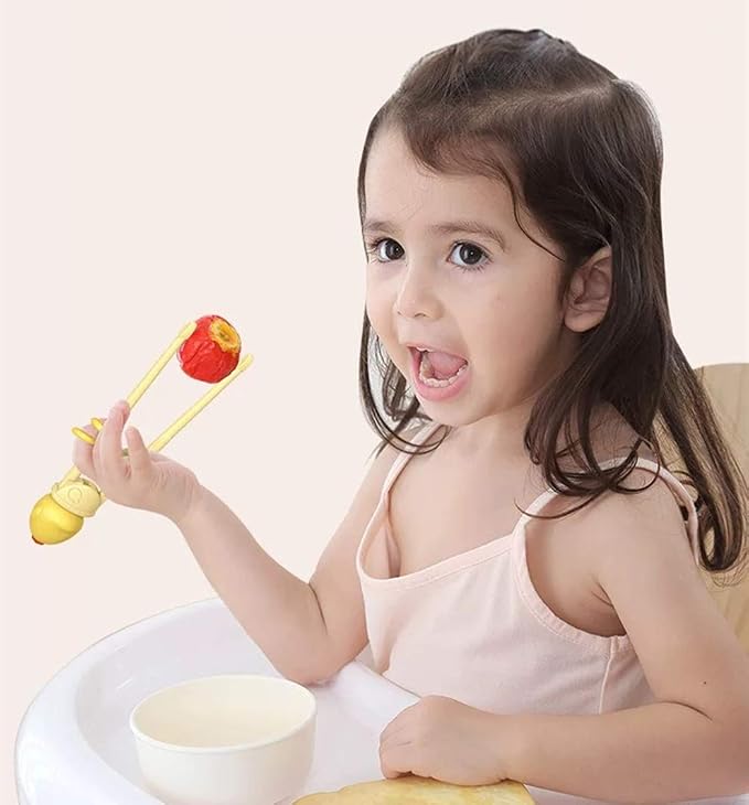 Training Chopsticks for Kids - Use Completely Harmless Material - Anti-Dislocation Buckle Design - Includes Portable Box (Yellow)