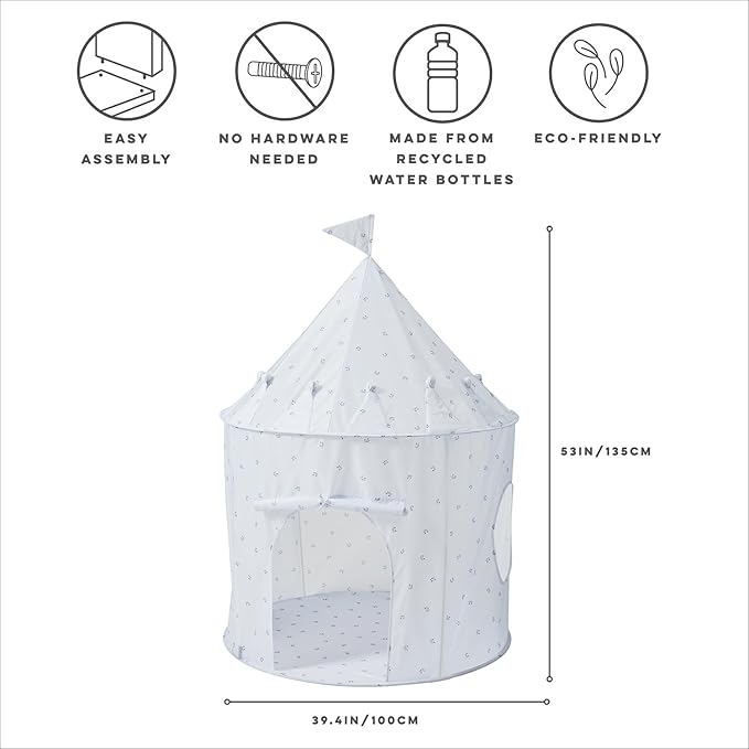 3 Sprouts Kids Play Tent - Sustainable Recycled Fabric ??Fun Spacious Childs Playhouse for Indoor Games for Boys & Girls - Durable Fort Pop Up House for Toddlers & Children Age 3-10 - Blueberry Mist