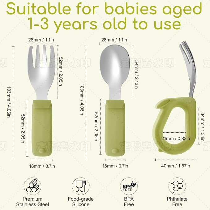 Kids Utensils Set, 18/8 Stainless Steel Spoons and Forks, BPA Free, Dishwasher Safe, Children Safe Toddler Flatware