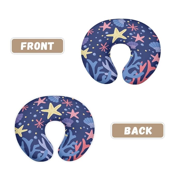 Nursing Pillow Cover Blue Feeding Cushion Cover Travel Pillow Case Cover Dust Cover Protective Breastfeeding Slipcover-Starfish Seashell