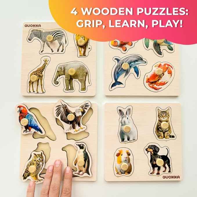 QUOKKA Multipack of 10 Peggeg Kids Puzzles for Boys and Girls