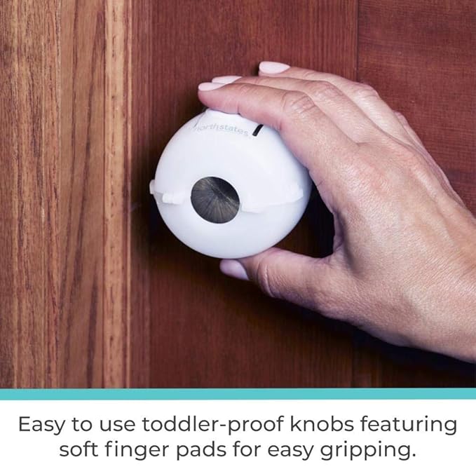 Toddleroo by North States - Door Knob Covers for Baby Proofing: Child Proof Door Knob Safety Cover for Kids - 2 Pack - White