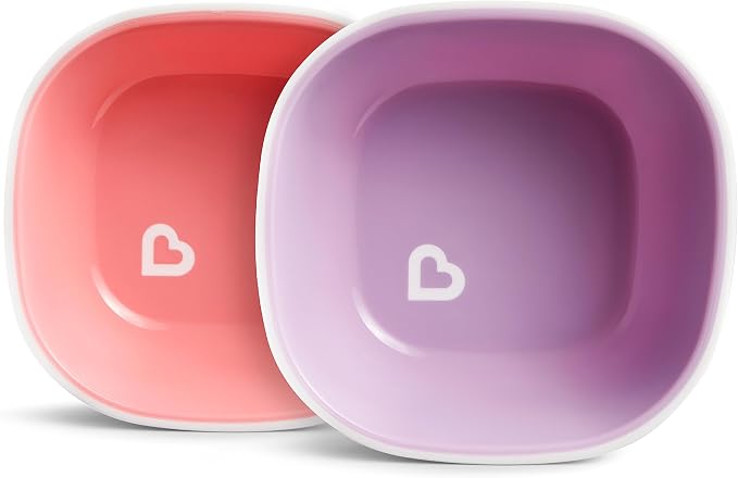 Munchkin® Splash™ 4 Piece Toddler Divided Plate and Bowl Dining Set, Pink/Purple