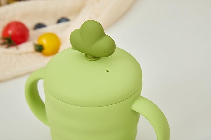 Silicone Baby Feeding Gift Set ??Suction Plate, Bowl, Training Cup, Fork, Spoon & Bib (6-Piece) (Green)