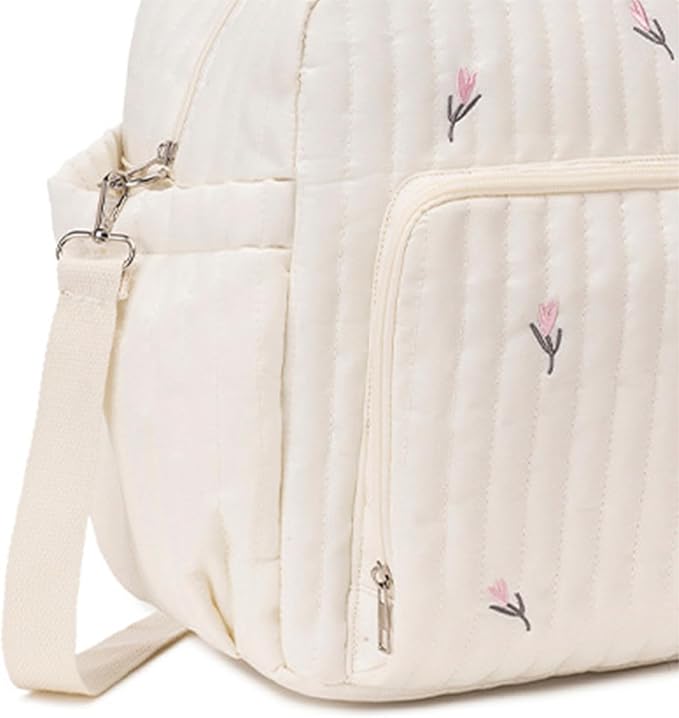 Cute Diaper Bag Pañaleras Para Bebe Baby Small Diaper Bag Backpack Bear Mom Bag with Changing Pad for Mom Dads (Tulip)