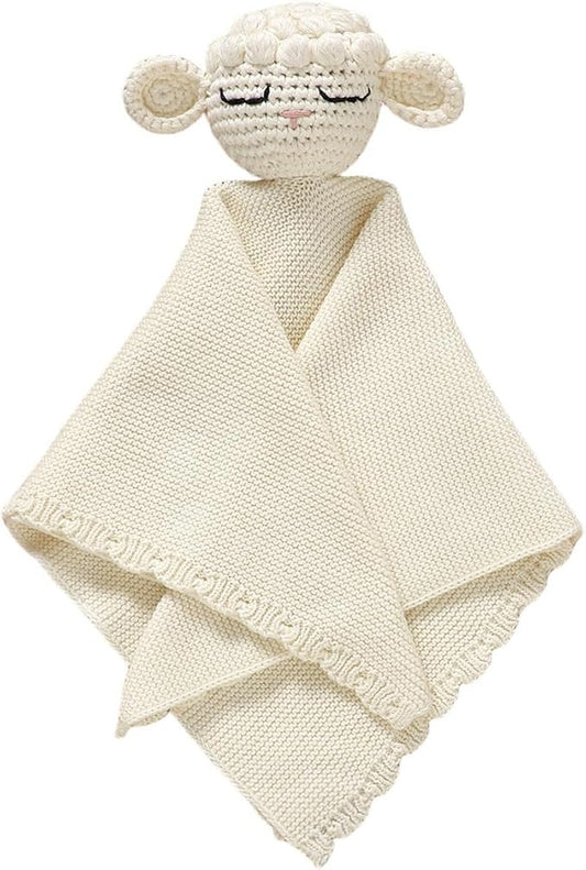 Neiwech Sheep Snuggle Loveys for Babies Cotton Baby Security Blanket for Newborn Infant Boys Girls White