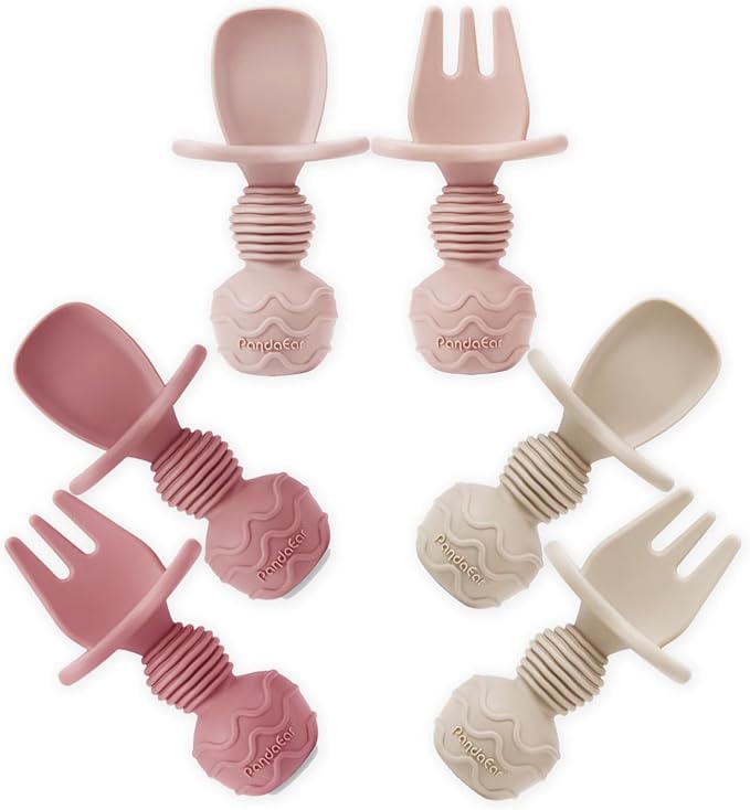 PandaEar 8PCS Baby Feeding Set ＆ 6 Pack Silicone Baby Spoons