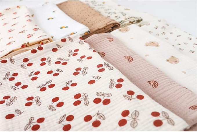 Surakey Baby Burp Cloth Layer Soft Absorbent Muslin Swaddle Blankets 85cmx65cm, Newborn Towel for Baby Shower Machine Washable for Sensitive Skin, 1 Pieces Type 6