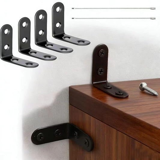 Furniture Anchors Securing 400lbs,Wall Anchor Earthquake Straps Prevent Baby Pet from Falling Furniture (Black, 2 in)