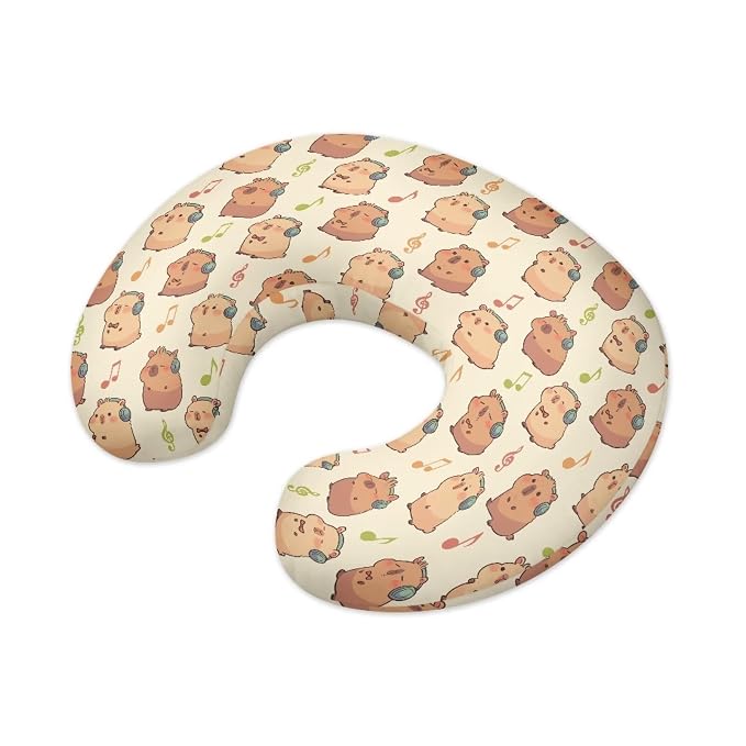 Music Capybara Nursing Pillow Cover for Baby Boy Girl Stretchy Removable Nursing Covers for Breastfeeding Pillows Ultra Soft Newborn Feeding Pillow Cover Stain Resistant