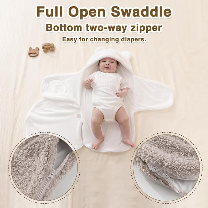 AiWMGL Baby Swaddle Boys Girls 3-6 Months Fleece Winter Warm Adjustable Newborn Swaddling Wrap Soft Blanket Sleeping Sacks Infant