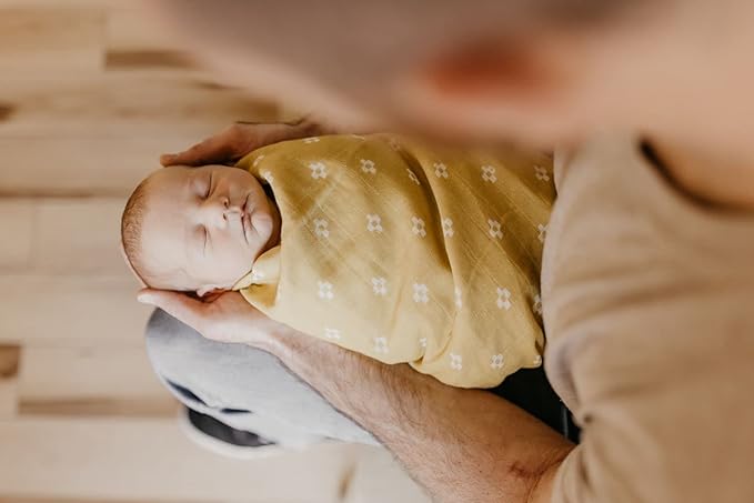 Mini Wander Swaddles for Newborns Muslin Swaddle Blankets - Breathable Soft Receiving Blanket Baby Essentials | 47 x 47 Cotton - Boho Squares (Citrus)