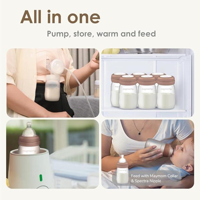 Maymom Wide Neck Breastmilk Collection n Storage Bottle 5.4 oz; Re-markable SureSeal Disc. Fits Spectra S2 Spectra S1 9 Plus.